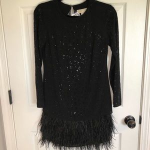 Michael Kors Black Feather Dress. Size XS. NEW